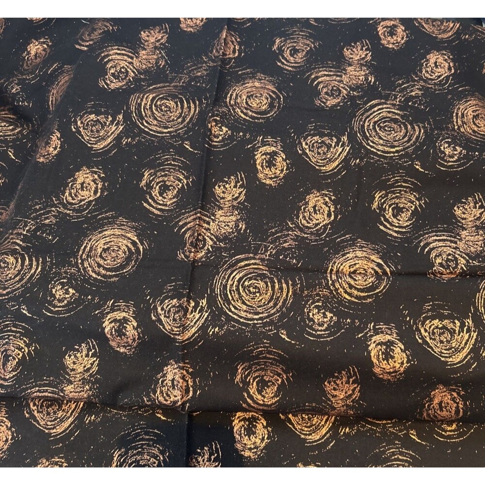 Heavy Metal  Ro Gregg Northcott Copper Metallic on Black Cotton Quilting Fabric